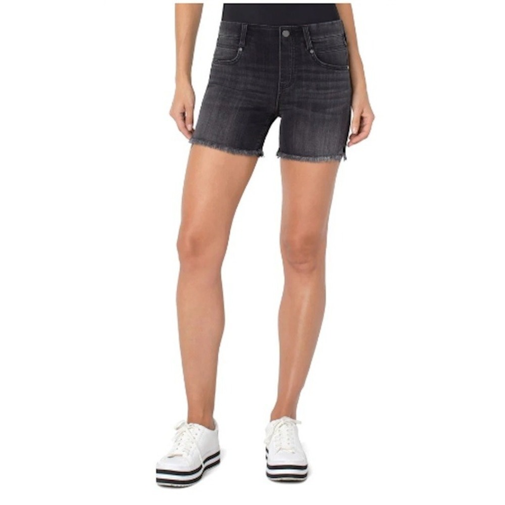 NWT Liverpool 14W Gia Glider Pull ON Charcoal Jean Shorts 121363